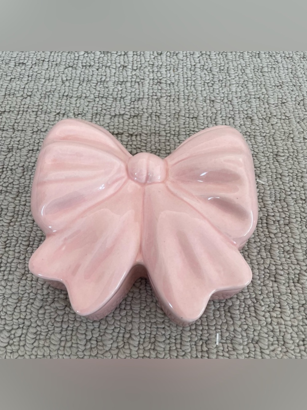 Cute pink bow jewelry ceramic tray with lid
